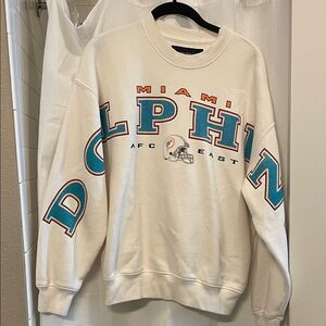 Abercrombie & Fitch White Miami Dolphins Crewneck Sweater